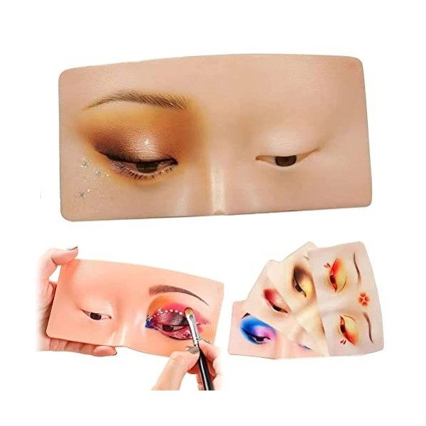 Tianbi Planche dentraînement de maquillage en silicone pour le visage, les yeux et les cils, réaliste et réutilisable, planc