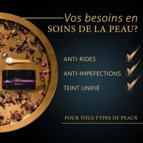 100ml Creme Anti Rides Femme BIO au RETINOL | Creme de Nuit Anti Ride Soins pour le Visage | Lisse les Rides & Réduit les Imp