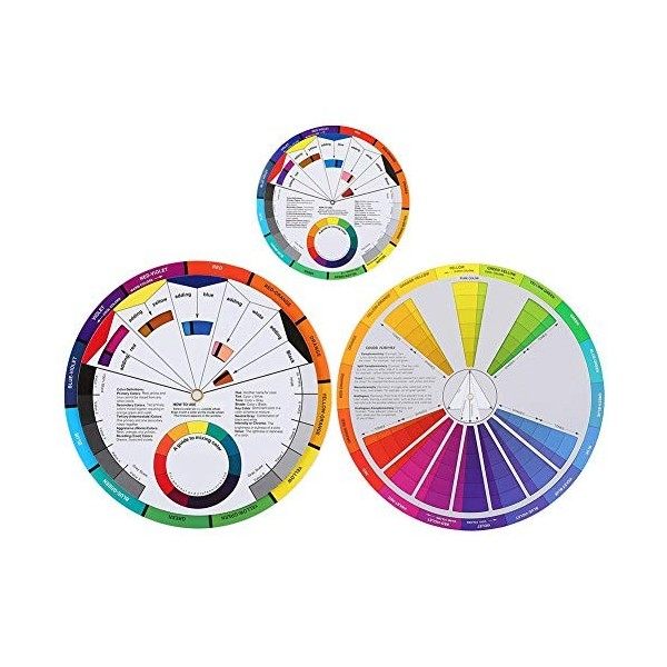 Tutoriel de mélange de couleurs, 3 pièces roue de couleur de tatouage planche de mélange de couleurs couleurs circulaires pou
