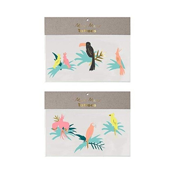 Lot de 2 planches de tatouages Oiseaux tropicaux - Meri Meri