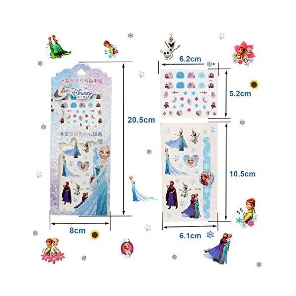 KINHARD Tatouages​Pour Enfants, 5 Planches DEnviron 225 Faux Tatouages aux Motifs de Dessins Animés de Glace et de Neige, Av