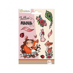 Tattoo Mania - Planche 9 x 13 cm Tatouages éphémères Enfant - Forêt Rose