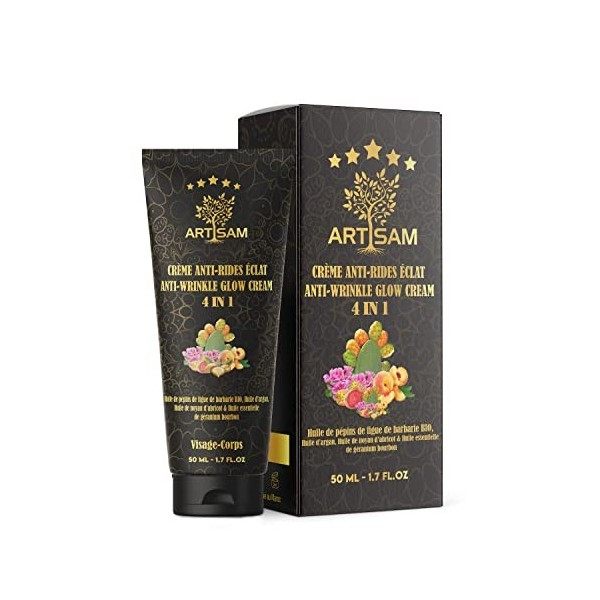 MEILLEURE CRÈME HYDRATANTE ANTI-RIDES 4 en 1 : Huile de pépins de figue de barbarie Huile d’argan Huile de noyau d’abricot Hu...