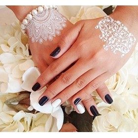 Lot de 10 planches de tatouages temporaires - Blanc