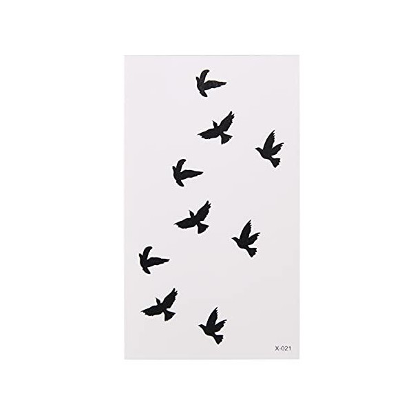 Planche de Tatouage Temporaire - Stickers Oiseaux/Oiseaux Noir