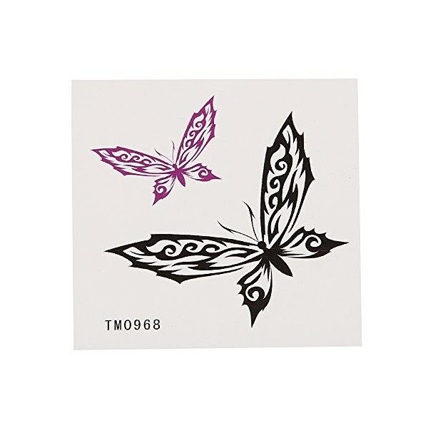 Chic-Net 1 planche de stickers temporaires papillons tribaux violets et noirs