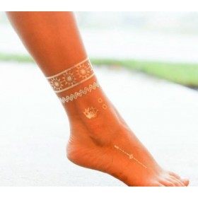 6 Planches de 21x10 cm de Tatouages éphémères métalliques brillants, motifs variés By D&C® …