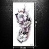 Lot de 2 planches de tatouages éphémères Motif floral Violet/noir/blanc 19 x 9 cm