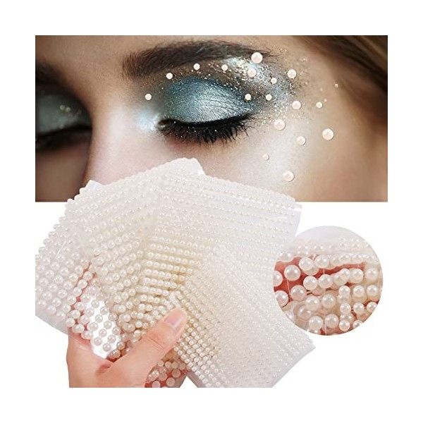 Lot de 2800 autocollants 3D avec perles pour les yeux, le visage, le maquillage, les ongles, le corps, le téléphone, la décor