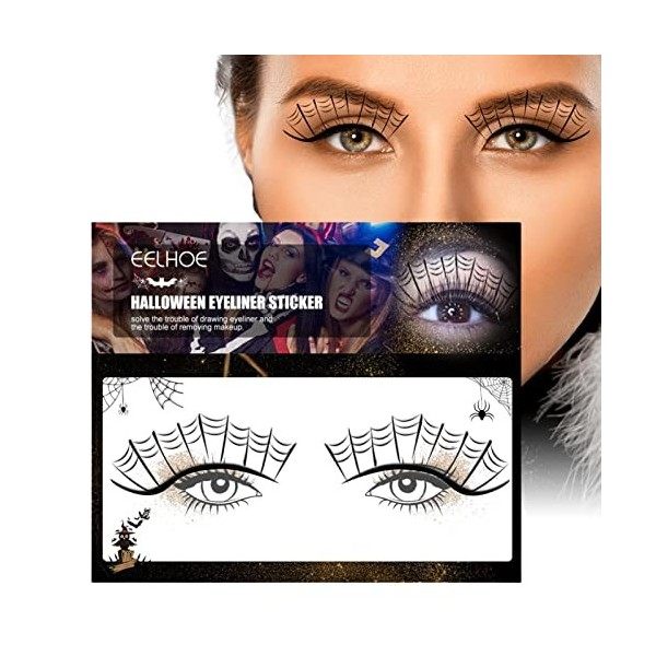 Onlynery Autocollants de Visage daraignée | Autocollants de Maquillage Halloween Spider Web Spooky Decal,Autocollants de Vis