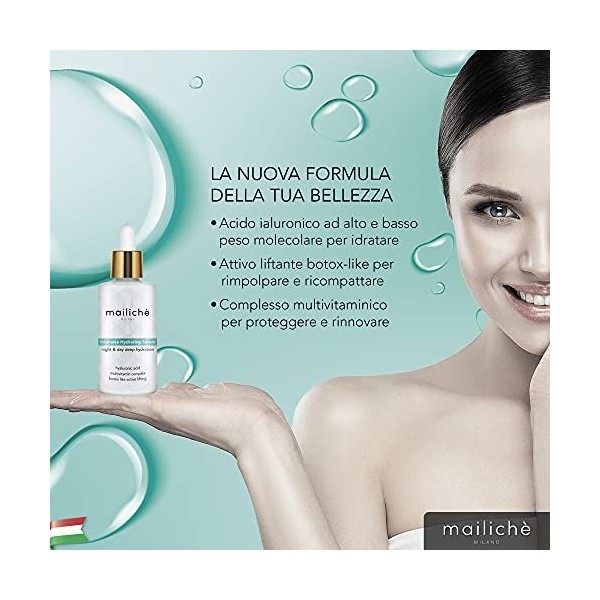 MAILICHÈ sérum visage 60ml avec acide hyaluronique, vitamine A-B5-C-E, active lifting. Hydratant, hydro-restructurant, antiox...