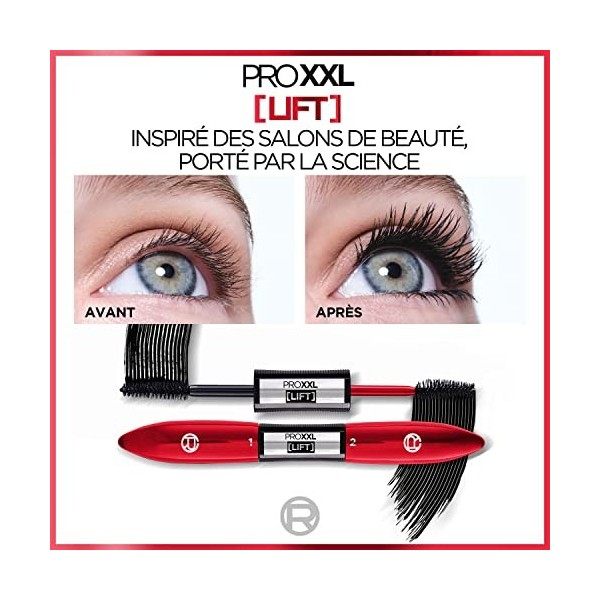 LOréal Paris - Mascara Pro XXL Lift - Effet Réhaussement de Cils Professionnel - Technologie Double Brosse - Longue Tenue - 