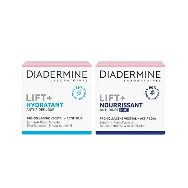 Diadermine - Routine Lift+ Hydratante et Nourrissante - Crème Jour Visage Anti-Rides Hydratante + Crème de Nuit Visage Anti-R...