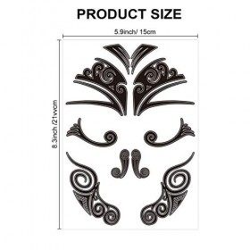 Qpout12x Visage Tatouages Temporaires, Maori Visage Tatouages Étanche Tribal Noir Visage Autocollants De Tatouage pour Femmes