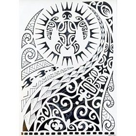 Tatouage tribal, noir, 3&nbsp;feuilles, temporaires, pour la partie supérieure du bras