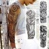 Geweir 11 Feuilles Bras Plein Tatouage Ephemere Homme Manche Complète Lion Tribal Dragon Totem Maori Faux Tatouage Femme Adul