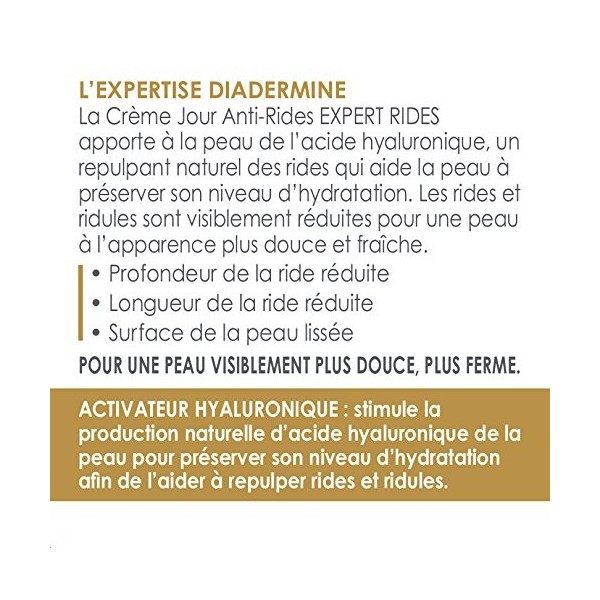Diadermine - Crème Visage Jour - Expert Rides 3D - Soin de Jour Visage Haute Performance - Comble en profondeur les rides - L...