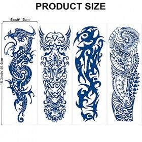 Qpout Tatouages Temporaires semi-permanents pour hommes et femmes, 1-2 semaines de durée de vie de lautocollant de faux tato