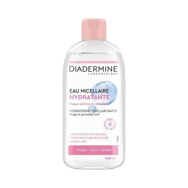 Diadermine - Eau Micellaire Nettoyante Hydratante - Peaux Sèches et Sensibles - Retire le maquillage - Apaise la Peau - Netto...