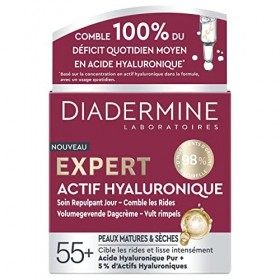 Diadermine - Crème de Jour Expert - Soin Repulpant Jour à lAcide Hyaluronique - Cible les Rides - Lisse Intensément - Peaux ...