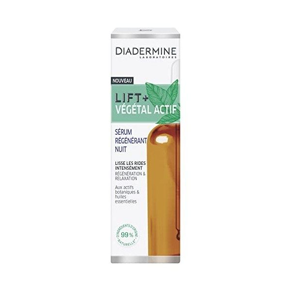 Diadermine - Lift+ Végétal Actif - Sérum Régénérant Nuit - Sérum Visage - Actifs Botaniques et Huiles Essentielles - Régénéra