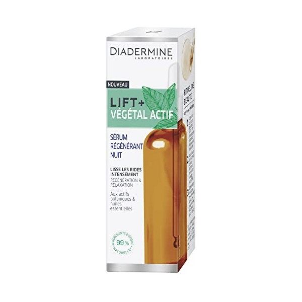 Diadermine - Lift+ Végétal Actif - Sérum Régénérant Nuit - Sérum Visage - Actifs Botaniques et Huiles Essentielles - Régénéra