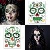 Tatouage Halloween, 6 pièces Le jour des morts Tatouage temporaire visage complet lueur dans le noir, pour le maquillage de f