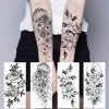 Bilizar 64 Feuilles Fleurs Tatouage Ephemere Femme Cou, Floral Lune Rose Faux Tatouages Temporaire Adulte Filles Peau, Autoco