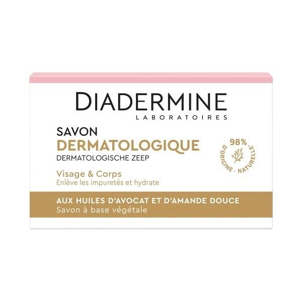 Diadermine - Savon dermatologique aux extraits hydratants damande douce et avocat - Visage et Corps - Nettoie et protège la ...