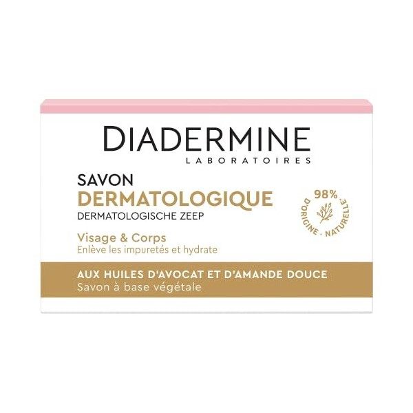 Diadermine - Savon dermatologique aux extraits hydratants damande douce et avocat - Visage et Corps - Nettoie et protège la 