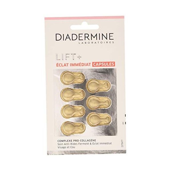 Diadermine Lift+ Capsules Anti-Rides, Visage et Cou Eclat Immediat, 7 x 4ml Crème Jour et Nuit