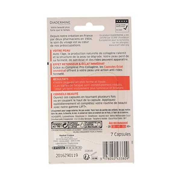Diadermine Lift+ Capsules Anti-Rides, Visage et Cou Eclat Immediat, 7 x 4ml Crème Jour et Nuit
