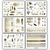 Terra Tattoos Temporary Tattoos - Over 125 Minimalist Metallic Tattoo Designs in Gold, Black and Silver 6 Sheets , Addison C