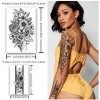 Yazhiji 40 Feuilles de Tatouages Temporaires Durables Grandes Fleurs Collection Etanche Temporaire Faux Autocollants de Tatou