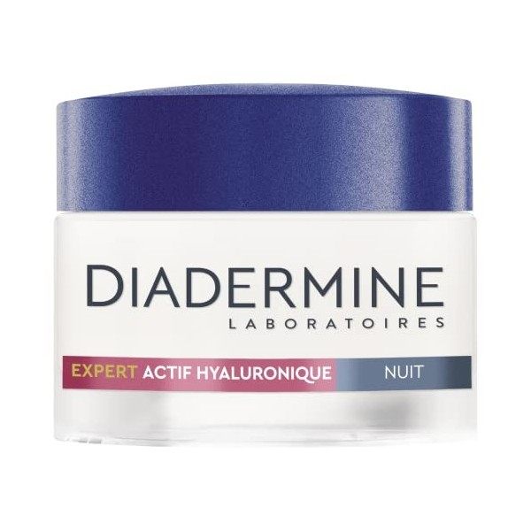 Diadermine - Crème de Nuit Expert - Soin Repulpant à lAcide Hyaluronique - Cible les Rides - Repulpe la Peau - Peaux Matures ...