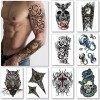 8 Feuilles Transfert Temporaire Tatouages Pour Les Gars Hommes Garçons & Ados - Fausses Autocollants Pour Poitrine Épaules Br