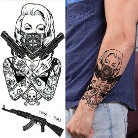 LAROI 10 Feuilles Réaliste Grand Lion Tigre Tatouage Temporaire Hommes Adultes Ligne Géométrique Ours Chouette Papillon Femme