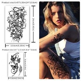 40 feuilles de Tatouages Temporaires Imperméables Fleurs Rose Tamponné Faux Tatouage mélange Style durable corps Art Tatouage