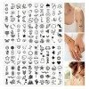 20 Feuilles Minuscules Tatouages Temporaires Imperméables Fleur Faux Autocollants de Tatouage Papillon éphémères Tatouage Tem