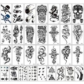 30 Feuilles Tatouage Temporaire,Faux Tatouage Imperméables à leau,Tatouages Temporaires Autocollant Filles Bras Cou,Tattoo E