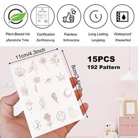 SUGERU®15 Feuilles Super durable réaliste Tatouage Temporaire 192 modèles|imperméable+végétalien+nouvelle technologie|faux ta