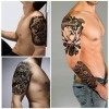 32 feuilles autocollants tatouages temporaires, 8 feuilles faux corps bras poitrine épaule tatouages pour hommes femmes avec 