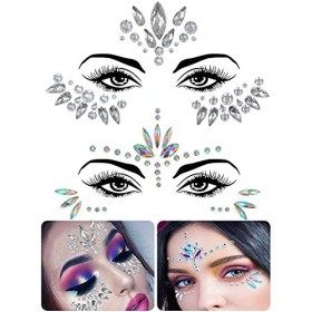 4 Ensembles de Gemmes de visage,Strass Visage Autocollant,Paillettes Temporaire Tatouage Visage Cristaux et Pierres Précieuse