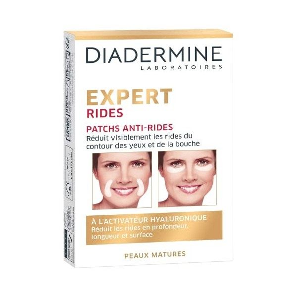 Diadermine - Patchs Anti-Rides Visage - Contour des Yeux et de la Bouche - Expert Rides 3D - Peaux Matures - Réduit les rides...