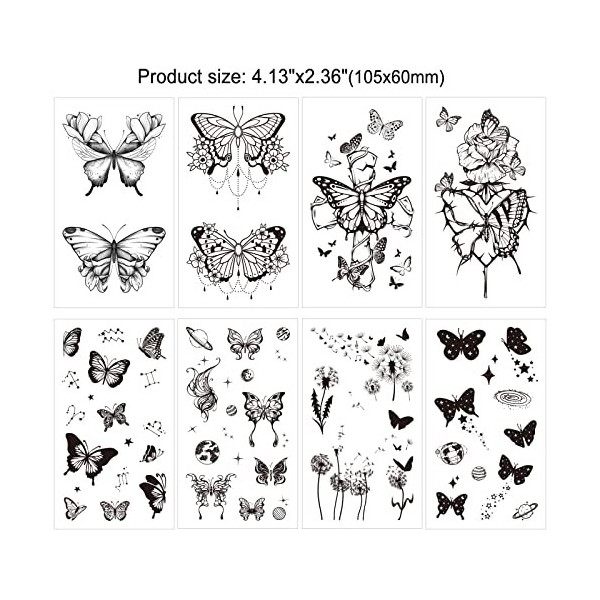 HOWAF 30 Feuilles Tatouage Ephemere Femme, Tatouage Temporaire Faux Tatouage Femme Tatouage Papillon Butterfly Temporary Tatt