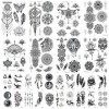 28 Feuilles Tatouage Temporaire, Tatouage Ephemere Imperméable de Motifs Fleurs Animaux Plumes Planètes Faux Tatouage Autocol