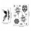 28 Feuilles Tatouage Temporaire, Tatouage Ephemere Imperméable de Motifs Fleurs Animaux Plumes Planètes Faux Tatouage Autocol