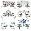 Autocollant Visage 6 feuilles Gemmes de Visage Autocollants pour le Visage en Cristaux pour Yeux Affronter Corps Tatouages Te