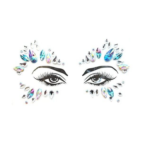 Autocollant Visage 6 feuilles Gemmes de Visage Autocollants pour le Visage en Cristaux pour Yeux Affronter Corps Tatouages Te