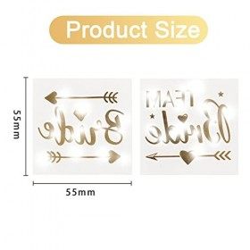 AWAVM 16pcs Autocollant de Tatouage de Mariée, Accessoires de Tatouage de Fête, Autocollant de Tatouage Temporaire dor